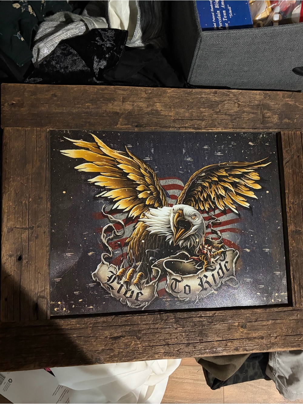 Nostalgia Golden Eagle Wall Art with Black and White Accents